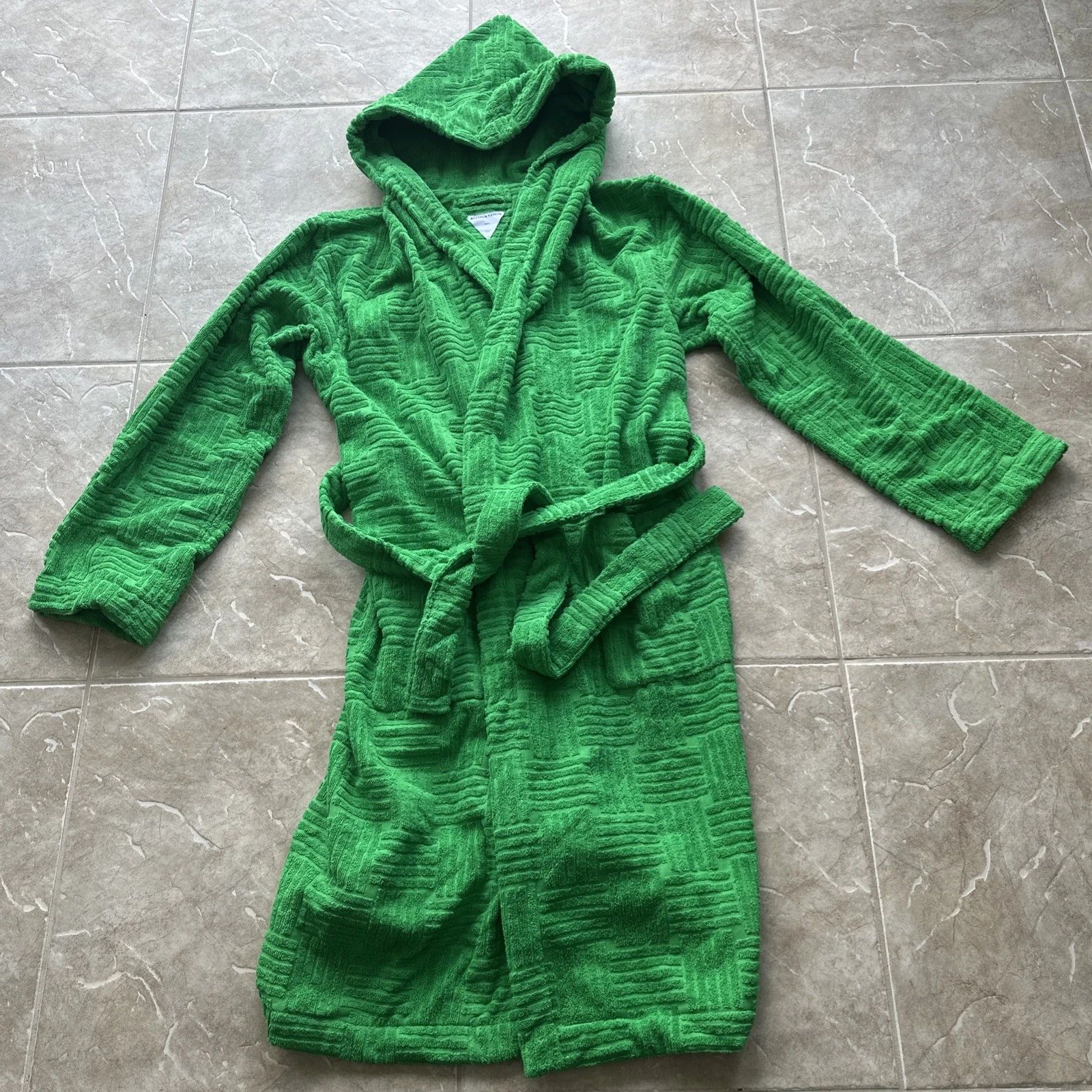 Bottega Veneta — Bottega Veneta Terry Bath Robe Green w/hood Italy Size Medium