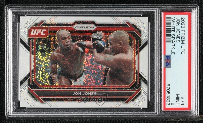 2023 Panini Prizm UFC White Sparkle Prizm Jon Jones #74 0xh3