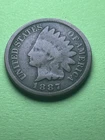 1887-P Indian Penny Coin, Rare Collectible G-VG Condition