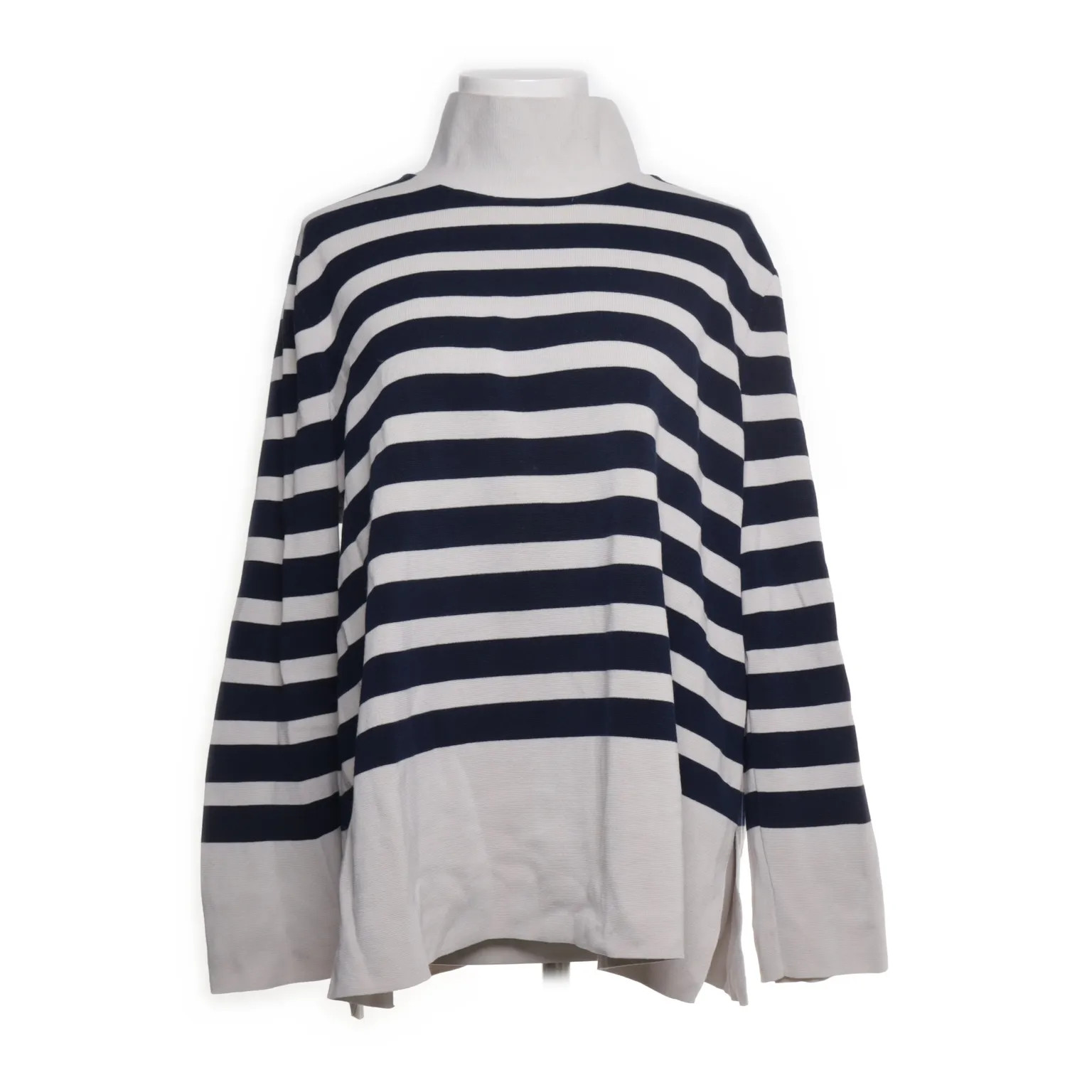 COS, Rollkragenpullover, Größe: L, Beige/Blau, Baumwolle, Streifen #4TS