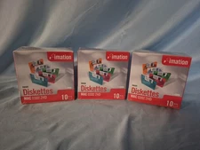 X3 New 10 Pack Imation Neon Diskettes MAC Formatted 2HD 1.40 MB 3.5" 