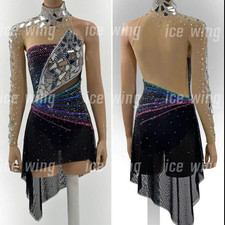 Ice Figure Skating Dress Rhythmic Gymnastics Twirling Competition black