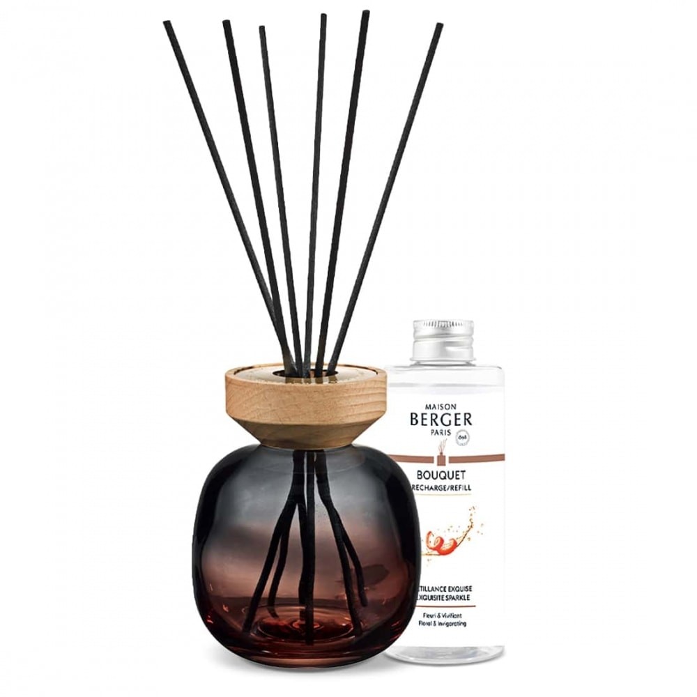 Diffuseur de parfum Maison Berger en verre haut de gamme et bague en bois