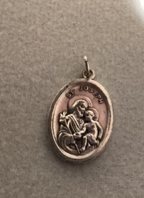 St. Saint Joseph -Pray for Us - Italian Silver Tone Oxidized Medal