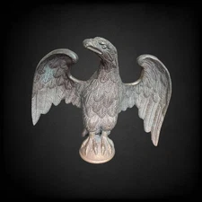 Early Antique Bronze American Eagle Flag Pole Topper Americana Ornament Finial
