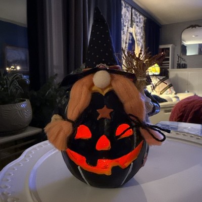 Jack-O-Lantern Witch Pumpkin Halloween Lightup Globe Decor Celestial Light Up