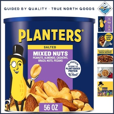 Irresistible Salted Mixed Nuts with Plant-Based Protein - 56oz Family Canister