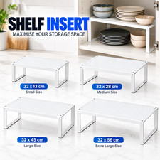 Kitchen Cupboard Shelf Insert Organiser White Metal Extra Storage Rack All Sizes