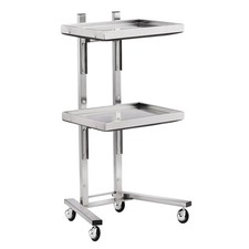 2-Tier Stainless Steel Rolling Salon Tray with Double Storage Cart on Wheels