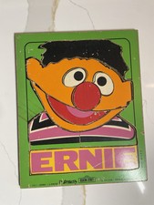 Vintage Wooden ERNIE Sesame Street Playskool 1973 Sesame Street USA Puzzle