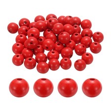 50pcs 20mm Red Round Wood Beads 3.3mm Large Hole for Jewelry Making