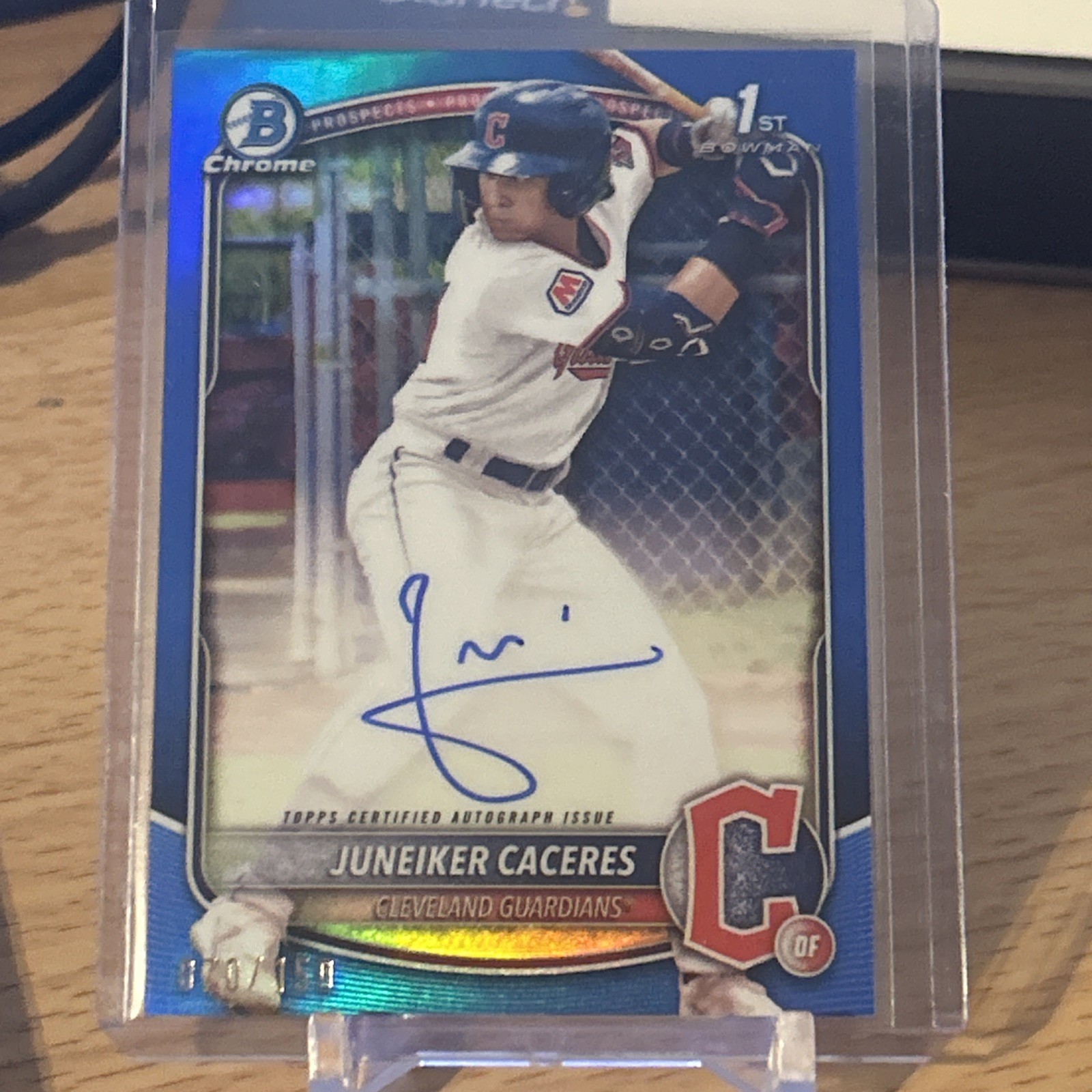 JUNEIKER CACERES 2025 BOWMAN CHROME 1ST TRUE BLUE REFRACTOR AUTO /150