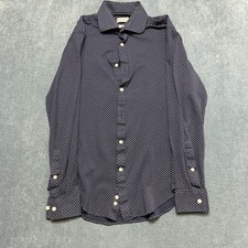 Michael Kors Slim Fit Dress Shirt Mens M 15 32/33 Navy Blue Geometric Business