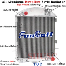 1005 3 Row Aluminum Radiator Fits 1917-27 Ford Model T Bucket Chevy V8 Engine