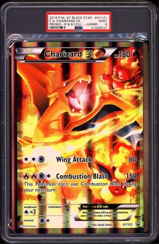 Pokemon 2016 Charizard EX XY121 Jumbo Black Star Promo XY Black Star PSA 9