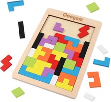 Portable 40-Piece Wooden Blocks - Fun Jigsaw Puzzle for Kids' Development