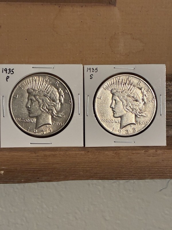 1935 Peace Dollar $1 Silver Lot of 2 Philadelphia & San Francisco 1935-P 1935-S