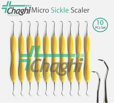Micro sickle Scaler Silicone Coated Dental Hand Instruments 10 PCs Set Chaghi Tr