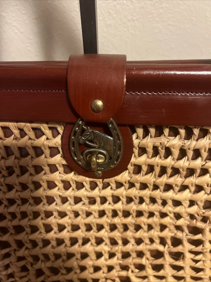 Bolso de mano vintage de paja de cuero Zenith años 60 Foto 2 de 4