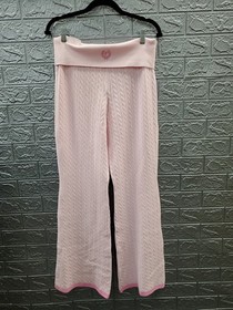 NEW Victoria's Secret Pink Knit Foldover Flare Pants - Pink Tulip Size US Large