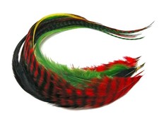 10 Strands Jolly Mix Long Whiting Farms Grizzly Rooster Saddle Hair Feather