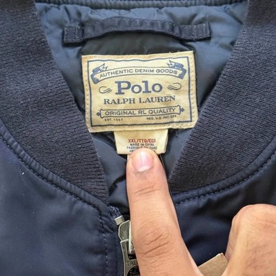 Polo Ralph Lauren MA-1 Navy Blue Flight Bomber Jacket Size XXL