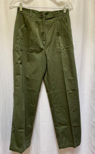 Vintage Military Utility Fatigue Trousers Olive Drab Unisex 26X28