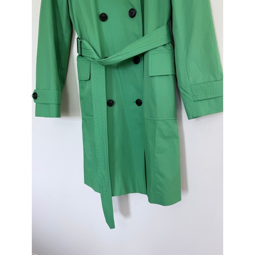 ANNE KLEIN kelly grass green spring summer belted trench coat jacket sz 8 - Picture 5 of 9