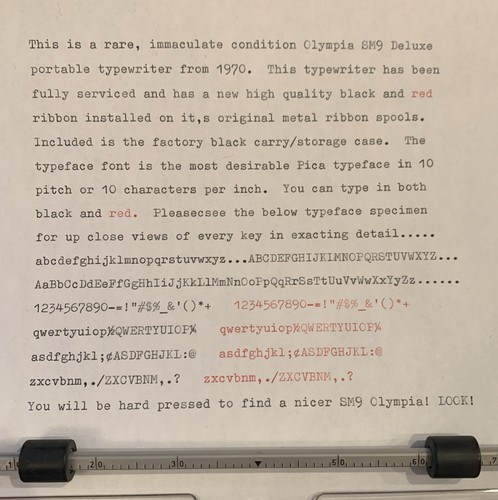 Máquina de escribir portátil Olympia SM9 1970 de lujo de colección con estuche tipo pica como nueva - Imagen 4 de 12