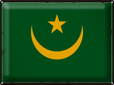 mrdeco Metall Schild 30x40cm Flagge Mauretaniens Retro Flag Deko Blechschild