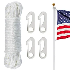 Flag Pole Rope Kit 50 Feet x 1/4" Diameter Flag Pole Halyard Nylon Rope 4 Pieces