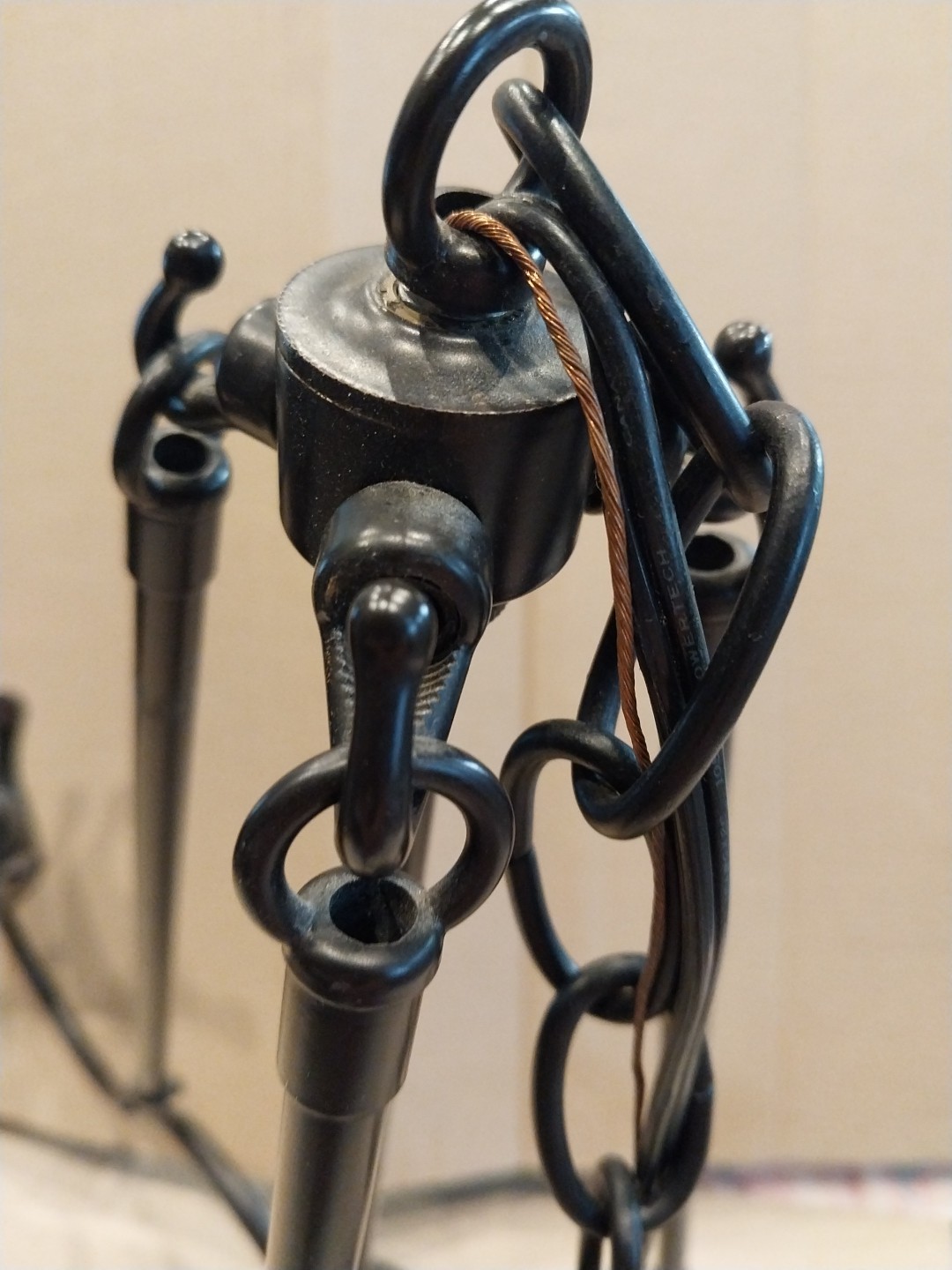 Vtg Restoration Hardware Gothic Metal 3 Arm Chandelier TESTED WORKING No Shades