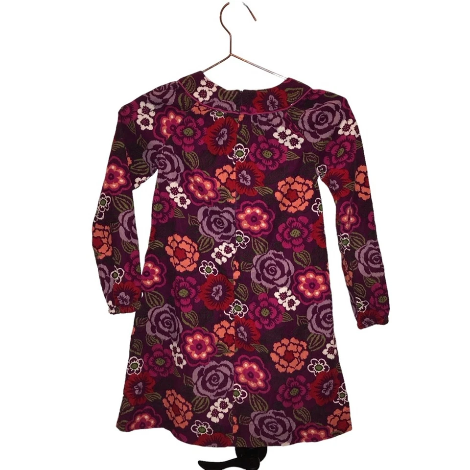 Lands End Niños Vestido Pana Morado con Estampado Floral Rosa, Rojo Talla 7 Foto 2 de 4
