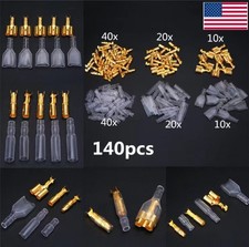 140pcs Brass 4.0mm Bullet Terminal Wire Connectors Insulating Sleeve Male Female