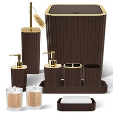 Bathroom Accessories Set - Gorgeous Bathroom Set, 10PC Brown Bathroom Accesso...