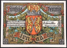 KIRN 1919 RARE  Kyrburg Castle Ruins  50 Pfennig German Notgeld
