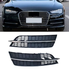 Pair Front Lower Bumper Fog Light Grille Cover Trim For Audi A7 S-Line 2016-2018
