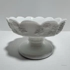 Vintage 1950s Westmoreland Milk Glass Paneled Grape Compote Pedestal