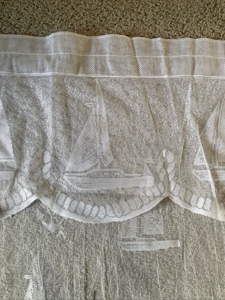 4 Heritage Lace Coastal Lake Beach Sailboat Anchor Rope Curtain Panels 83x38“ - Image 4 of 4
