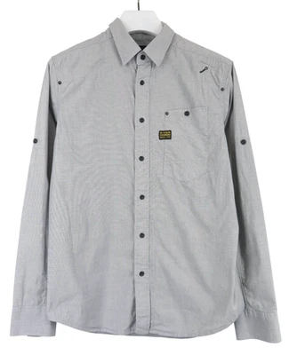 G-Star MD Radar Shirt Herren Groß Grau Geknöpft Gespreizter Kragen Logo Lang Arm - Bild 1 von 4