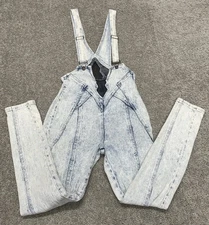 Vintage Denim Bib Overalls Womens Medium Blue Light Acid Wash 90s LA Blues