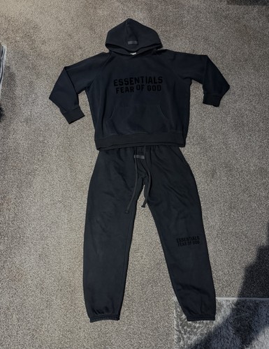 Essentials Fear of God Men's Black Tracksuit Hoodie & Track Pants Set Size L