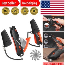 2-Pack Box Cutter Knife, Self-Retracting 3-Position Locking Blade, Safety She...