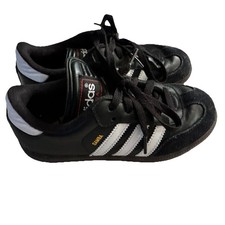 Adidas Samba Shoes Youth Size 1Y Black White Classic Leather Gum Sole Sneakers