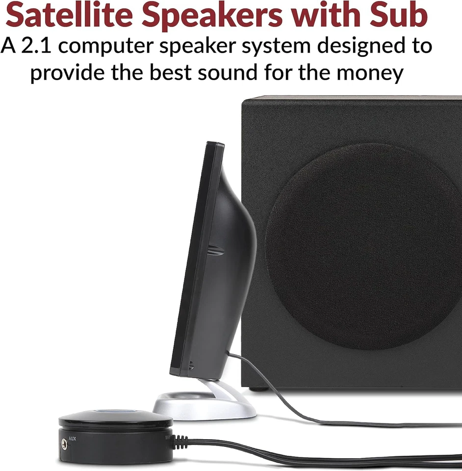 Cyber Acoustics CA-3090 2.1 Speaker System with Subwoofer 18W of Black - Image 2 of 4