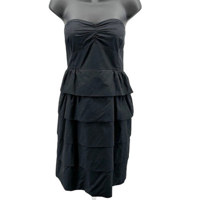 J.Crew Brynn Poplin Ruffle Mini Dress WMNS 2 Black Strapless Layered  Sweetheart | eBay