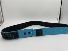 Hot Topic Studded Belt Strap Blue Black Goth Punk VTG Y2K 1990s Buckle Snap 36 L