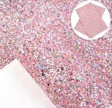 Pink Hexagon mix Chunky Glitter FAUX LEATHER ROLL 12" x 55" 1095402 Matted back