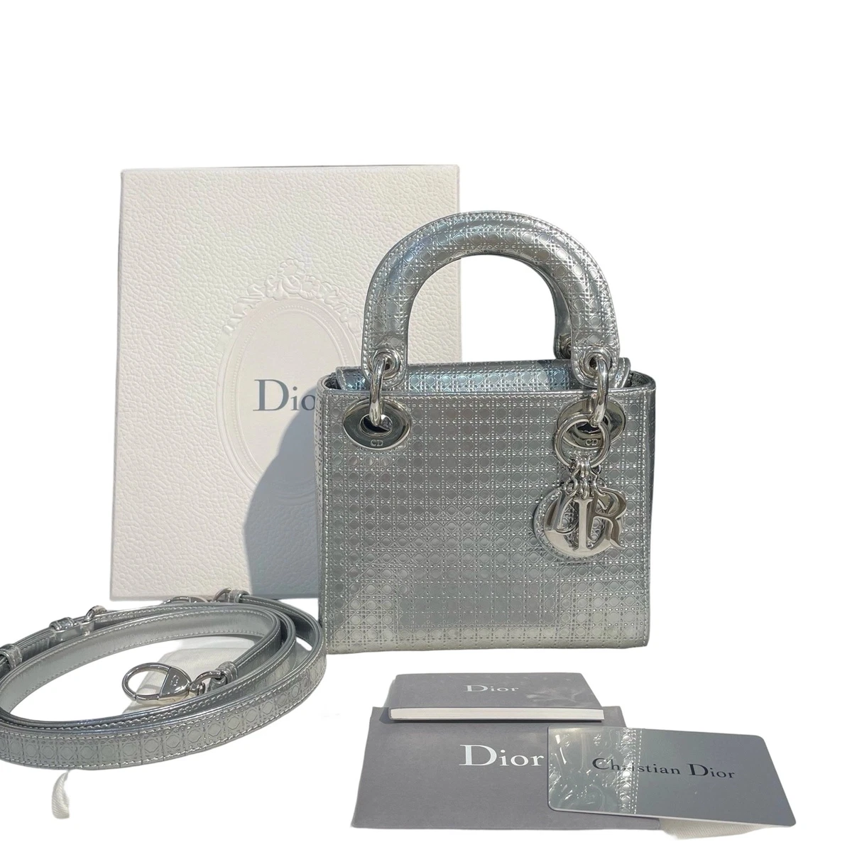 Dior Silver Leather Exterior Bags & Handbags for Women for sale | eBay
