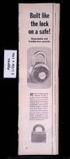 1965 MASTER Combination Padlock Built Like Locks On A Safe Secure Print Ad 56134